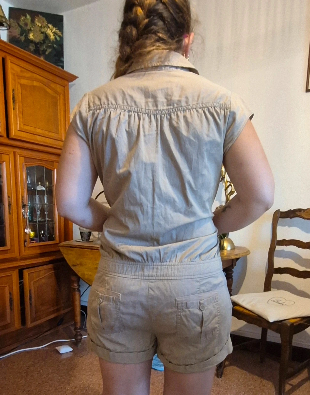Combishort beige caqui claro liso – photo 2
